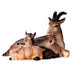 Chèvre allongée avec deux chevreaux pour crèche Original bois peint Val Gardena 12 cm s1