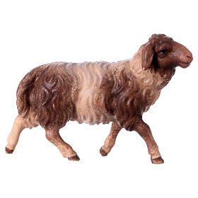 Nativity scene from Val Gardena: Running spotted sheep Original Nativity Scene in painted wood from Valgardena 12 cm
