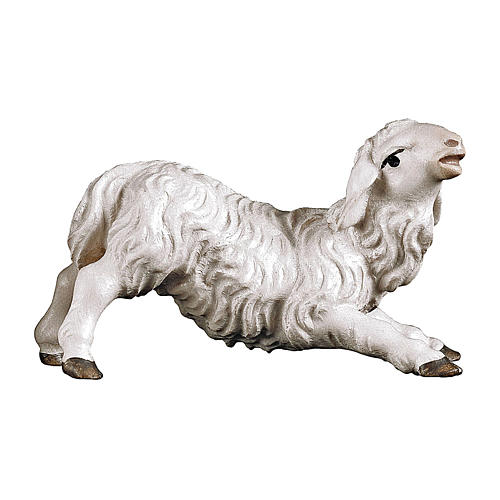 Agnello inginocchiato presepe Original legno dipinto Valgardena 10 cm 1