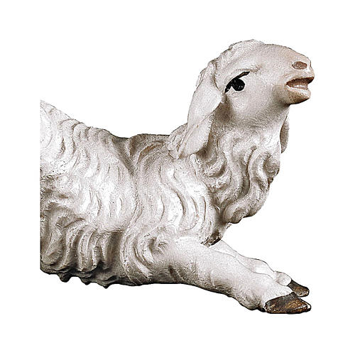 Agnello inginocchiato presepe Original legno dipinto Valgardena 10 cm 2