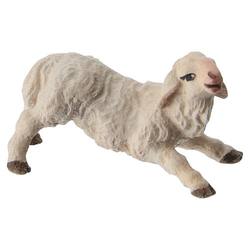 Jagnię klęczące szopka Original drewno malowane Val Gardena 10 cm 2