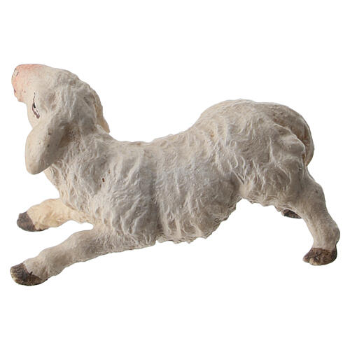 Kneeling Lamb, 10 cm Original Nativity model, in painted Valgardena wood 3