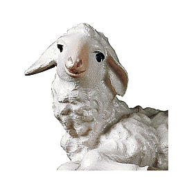 Lying lamb Original Nativity Scene in painted wood from Valgardena 10 cm