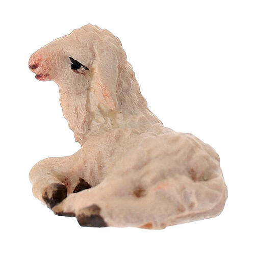 Lying lamb Original Nativity Scene in painted wood from Valgardena 10 cm 2