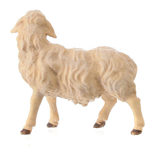 Mouton qui regarde à droite Original crèche bois peint Val Gardena 10 cm 2