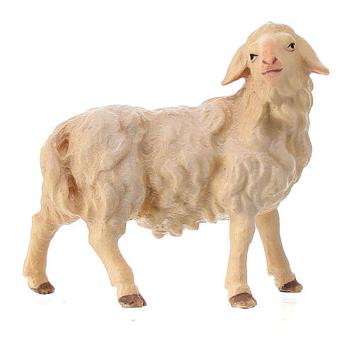 Sheep Looking Right, 10 cm Original Nativity model, in painted Valgardena wood 1