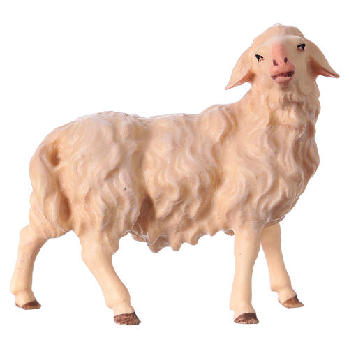 Mouton qui regarde à droite Original crèche bois peint Val Gardena 12 cm 1