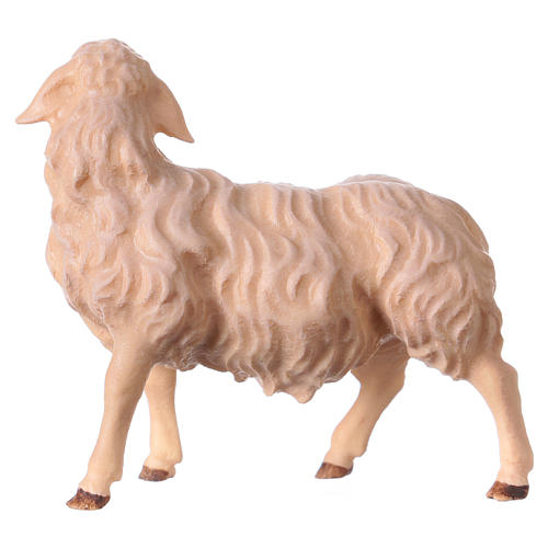 Mouton qui regarde à droite Original crèche bois peint Val Gardena 12 cm 2