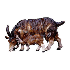 Cabra con cabrita belén Original madera pintada Val Gardena 10 cm de altura media