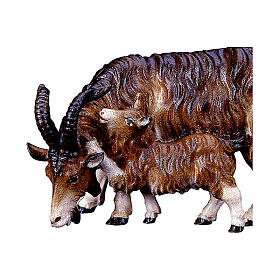 Cabra con cabrita belén Original madera pintada Val Gardena 10 cm de altura media