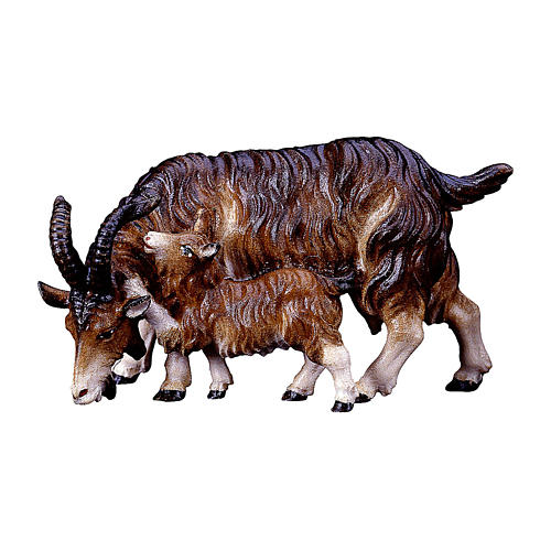 Cabra con cabrita belén Original madera pintada Val Gardena 10 cm de altura media 1