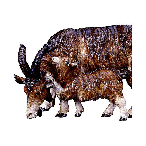 Chèvre avec chevreau Original crèche bois peint Val Gardena 10 cm 2