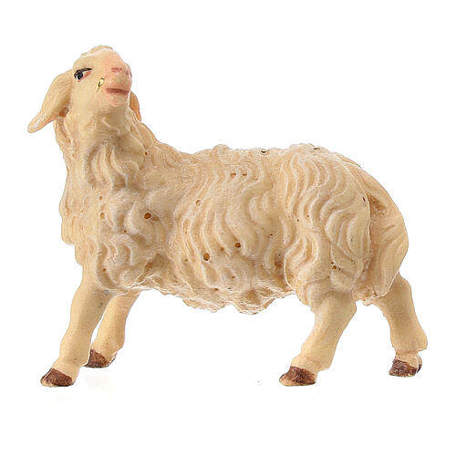 Sheep looking left, 10 cm Original Nativity model, in painted Valgardena wood 1