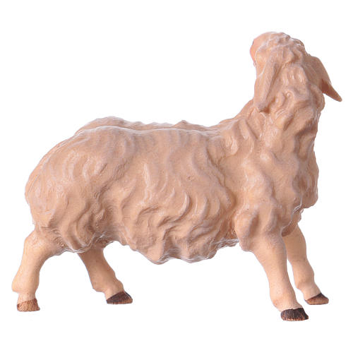 Sheep gazing left, 12 cm Original Nativity model, in painted Valgardena wood 2