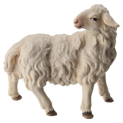 Sheep looking back, Original Nativity Scene in painted wood from Valgardena 10 cm 3
