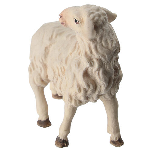Mouton qui regarde derrière lui Original crèche bois peint Val Gardena 10 cm 1