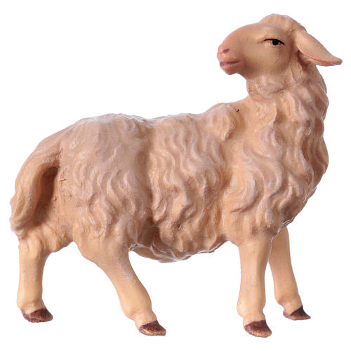 Sheep looking back, Original Nativity Scene in painted wood from Valgardena 12 cm 1