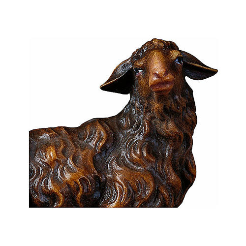 Mouton foncé qui regarde à droite Original crèche bois peint Val Gardena 10 cm 2