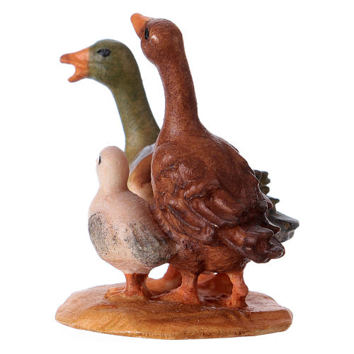 3 Geese Together, 12 cm Original Nativity model, in painted Valgardena wood 3