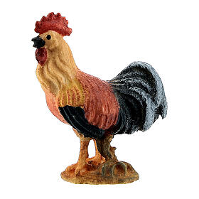 Standing rooster, Original Nativity Scene in painted wood from Valgardena 10 cm