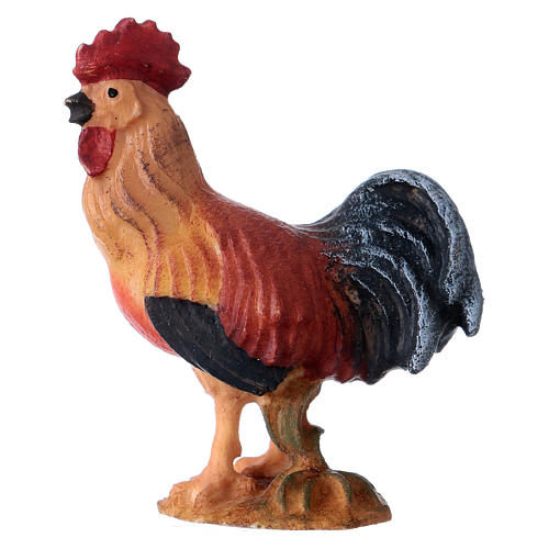 Standing rooster, Original Nativity Scene in painted wood from Valgardena 12 cm 1