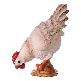 Poule en train de picorer Original crèche bois peint Val Gardena 12 cm