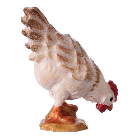 Poule en train de picorer Original crèche bois peint Val Gardena 12 cm