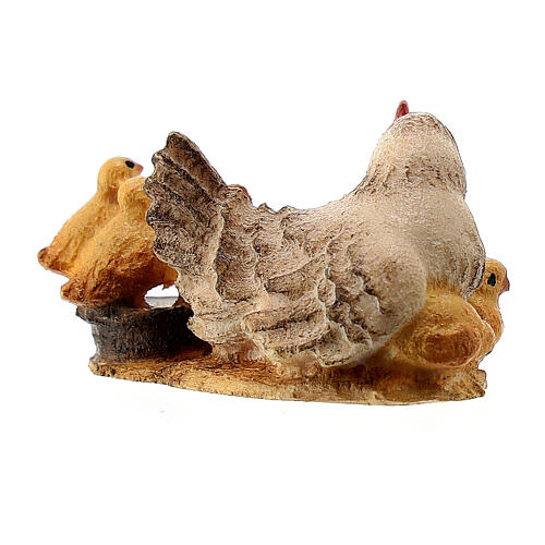 Poule accroupie avec poussins Original crèche bois peint Val Gardena 10 cm 3