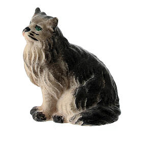 Sitting cat, Original Nativity Scene in painted wood from Valgardena 10 cm