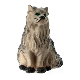 Sitting cat, Original Nativity Scene in painted wood from Valgardena 10 cm