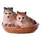 Two Cats in a Basket, 12 cm Original Nativity model, in painted Valgardena wood s1