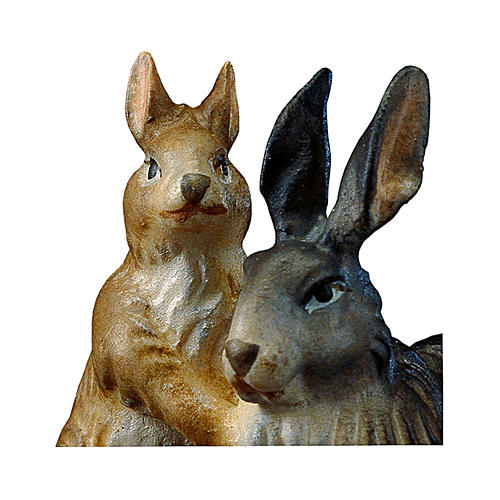 Rabbits, Original Nativity Scene in painted wood from Valgardena 10 cm 2