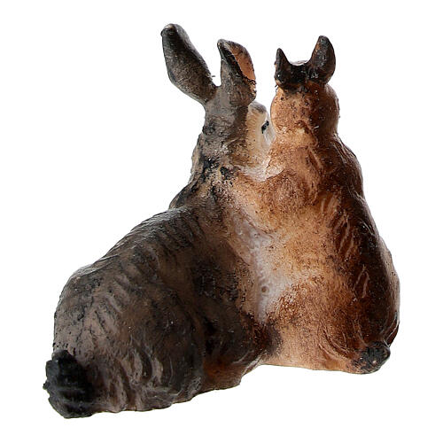 Grupo de conejos belén Original madera pintada Val Gardena 10 cm de altura media 4