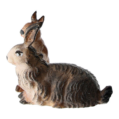 Group of Rabbits, 10 cm Original Nativity model, in painted Valgardena wood 3