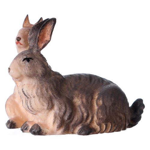 Zwei Kaninchen 12cm Grödnertal Holz Mod. Original 2