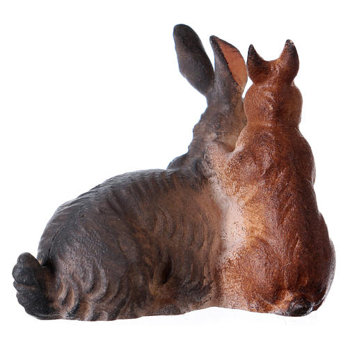 Zwei Kaninchen 12cm Grödnertal Holz Mod. Original 3