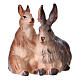 Grupo de conejos belén Original madera pintada Val Gardena 12 cm de altura media s1