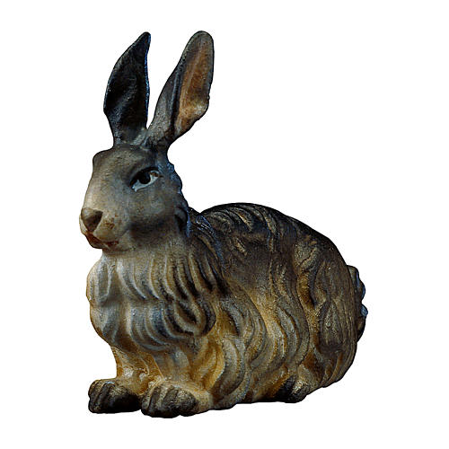 Conejo belén Original madera pintada Val Gardena 10 cm de altura media 1