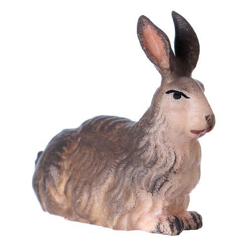 Conejo belén Original madera pintada Val Gardena 12 cm de altura media 2