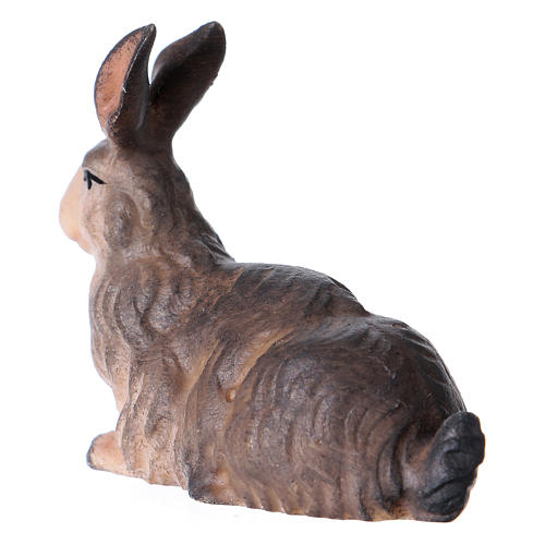 Conejo belén Original madera pintada Val Gardena 12 cm de altura media 3