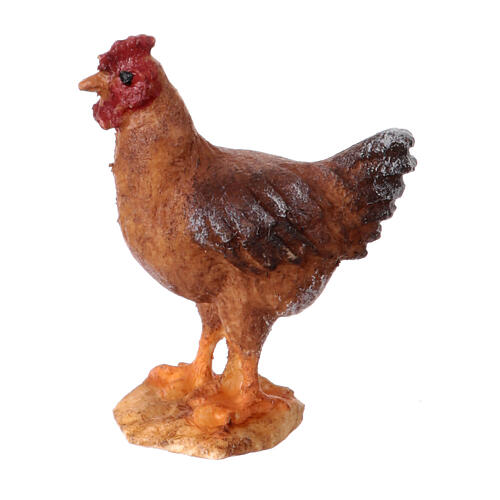 Gallina de pie belén Original madera pintada Val Gardena 10 cm de altura media 2