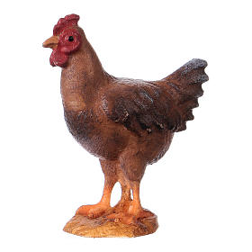 Chicken standing, 12 cm Original Nativity model, in painted Valgardena wood