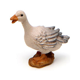 Goose squawking, 10 cm Original Nativity model, in painted Valgardena wood