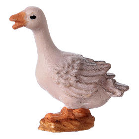 Goose calling out, 12 cm Original Nativity model, in wood painted Valgardena