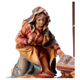 Annunciation scene on base 5 pcs, Original Nativity Scene in painted wood from Valgardena 12 cm