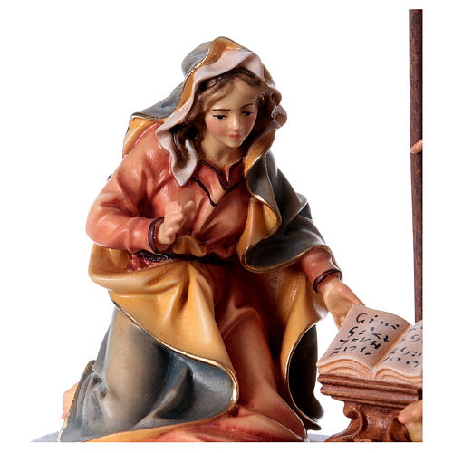 Annunciation scene on base 5 pcs, Original Nativity Scene in painted wood from Valgardena 12 cm 2