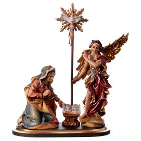Angels Announcing on a wooden base 5 pcs, 12 cm Original Nativity model, in Valgardena wood