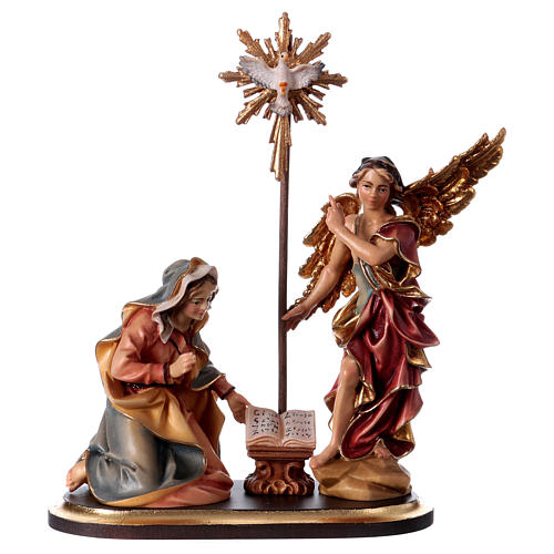 Angels Announcing on a wooden base 5 pcs, 12 cm Original Nativity model, in Valgardena wood 1