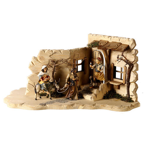 In search of accomodation Mary and Joseph Scene, 12 cm Original Nativity model, in painted Valgardena wood (48x23x23) cm 3