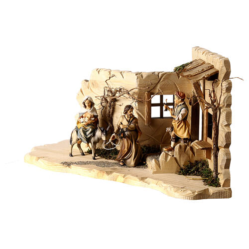 In search of accomodation Mary and Joseph Scene, 12 cm Original Nativity model, in painted Valgardena wood (48x23x23) cm 5
